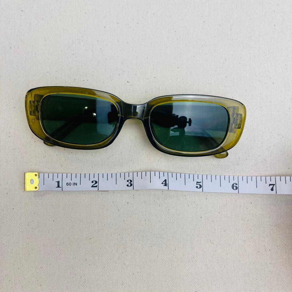Y2K Green Clout Goggles Rounded Square Sunglasses Unisex Retro UVA UVB - Picture 8 of 8